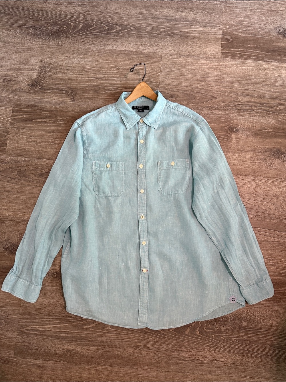 Daniel Cremieux Light Blue Linen Button-Up Shirt Large